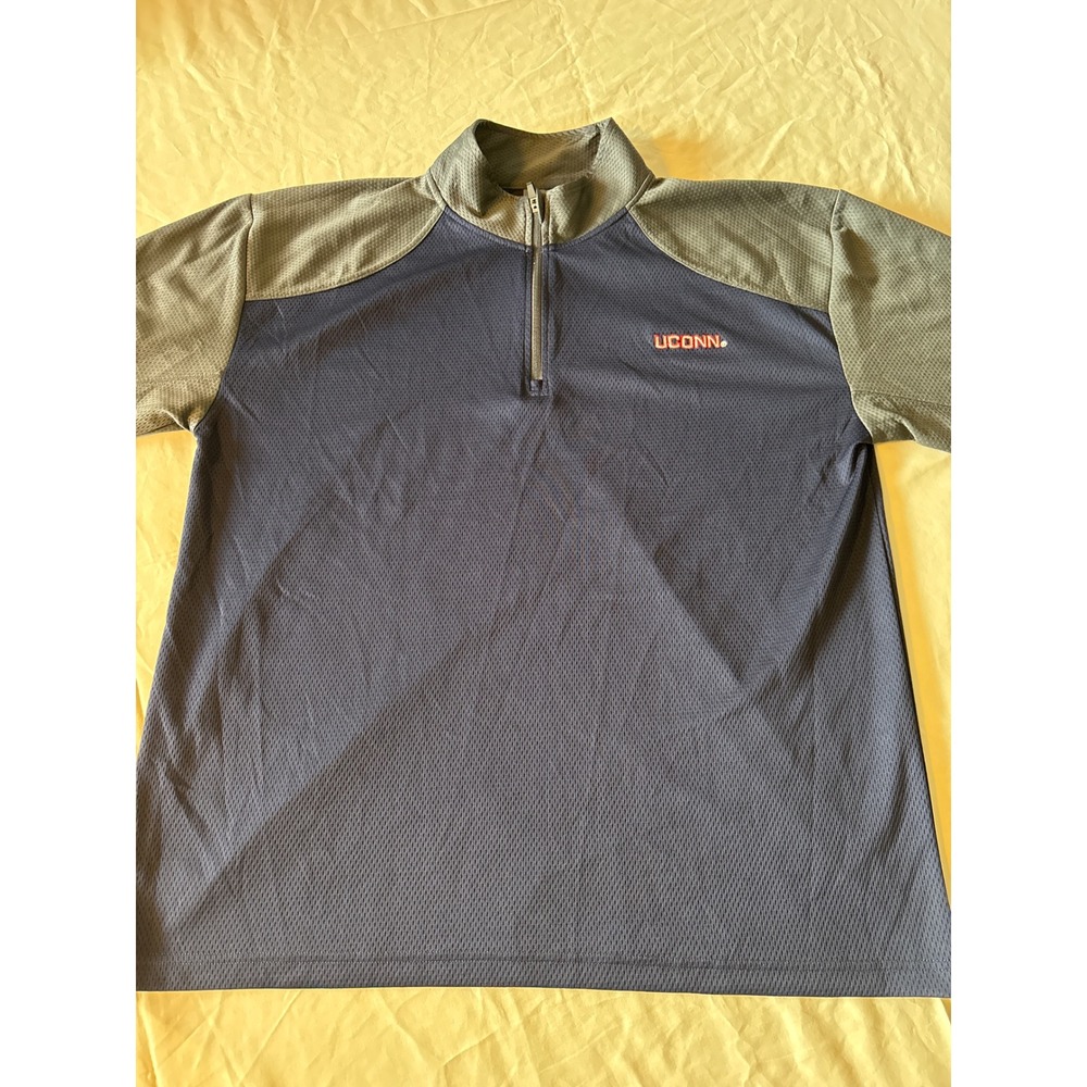 UConn Huskies Quarter Zip Pullover Mens XL Navy‎ Grey Colorblock Mesh Excellent